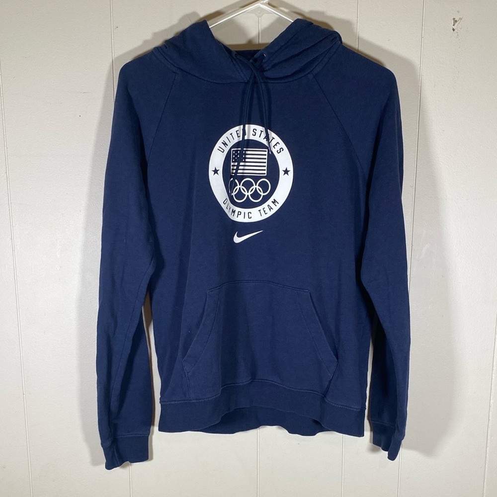 Nike Olympic Team Graphic Print Hoodie Blue size medium unisex